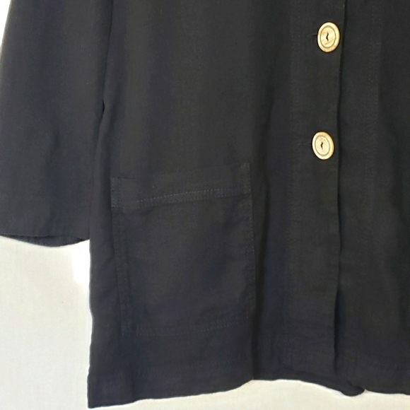 Carole Little Petites Vintage Black Linen Top Jacket Size Women 12 - Picture 5 of 6